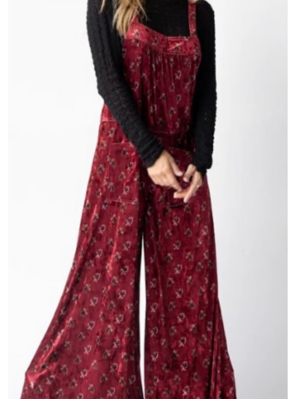 NATURAL LIFE Burgundy Floral Velvet Jumper - Picture 4 of 8